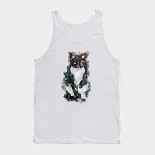 ABSTRACT FUNNY CAT IN WATERCOLOR PAINTING Tank Top